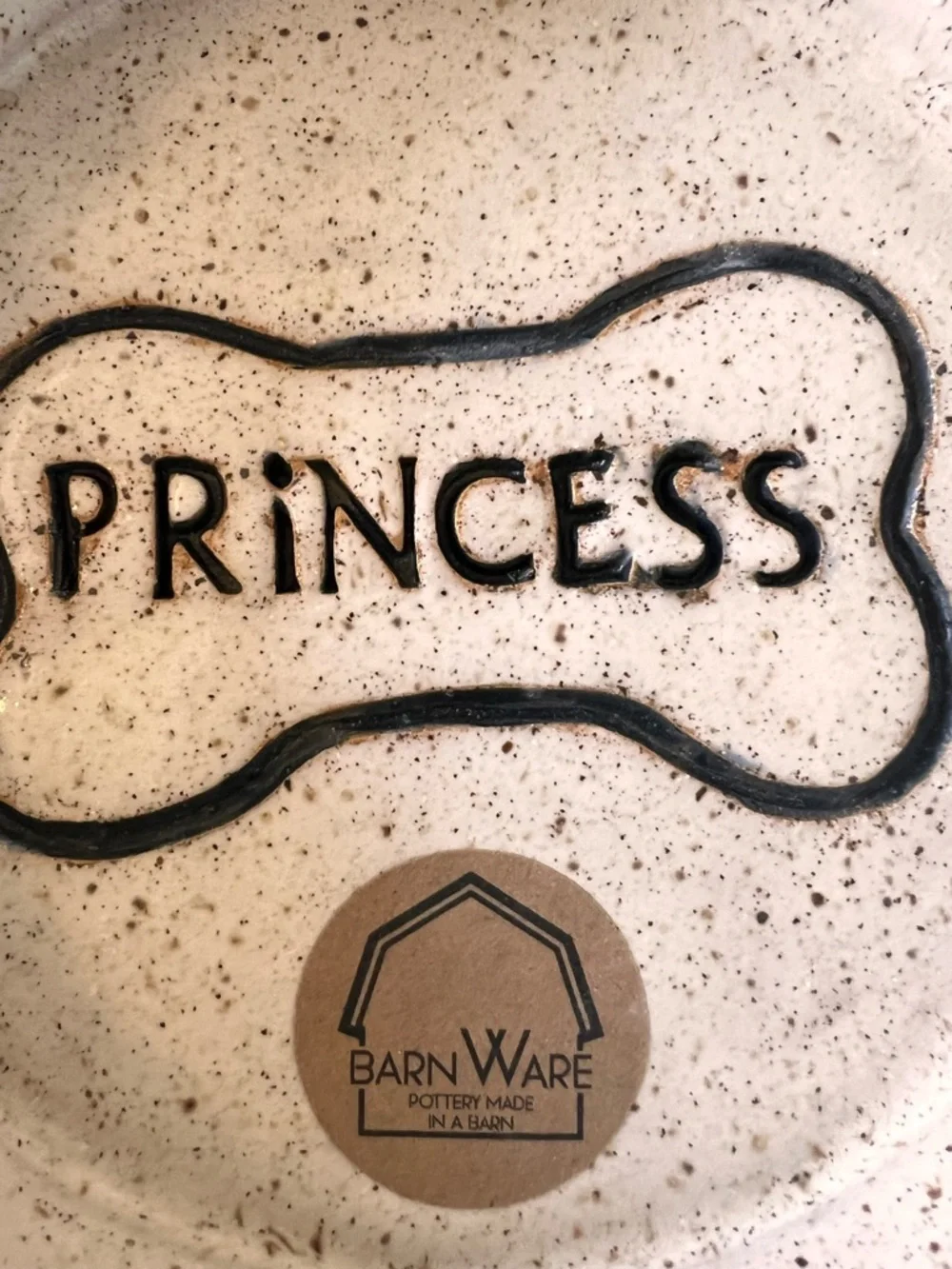 'Princess' Speckled Cream Ceramic Dog Bowl